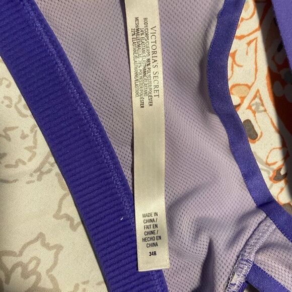 Victoria's Secret VSX Front Zip Racerback Padded Workout Sports Bra Purple 34B - Picture 5 of 8